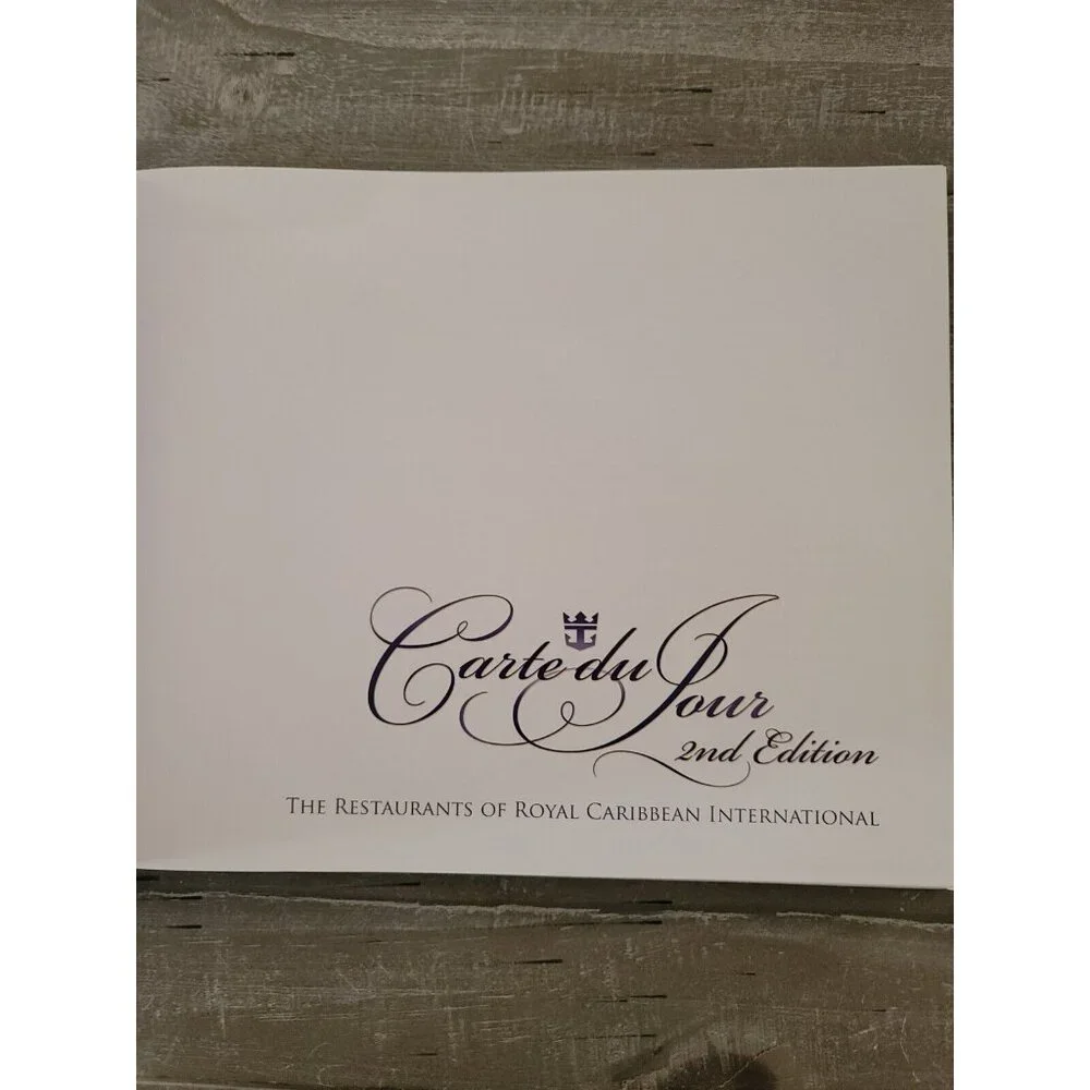 Carte Du Jour Royal Caribbean Restaurants Hardcover Book & Apron Cookbook Cruise
